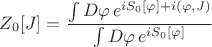 $Z_0[J]=\dfrac{\int D\varphi\, e^{iS_0[\varphi]+i(\varphi,J)}}{\int D\varphi\, e^{iS_0[\varphi]}}$