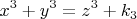 \[
x^3  + y^3  = z^3  + k_3 
\]
