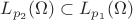 $L_{p_2}(\Omega) \subset L_{p_1}(\Omega)$