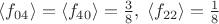 $\langle f_{04}\rangle=\langle f_{40}\rangle=\frac 3 8,\;\langle f_{22}\rangle=\frac 1 8$