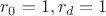 $r_0 = 1, r_{d} = 1$ $r_0 = 1, r_{d} = 1$
