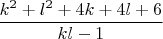 $$\frac{k^2+l^2+4k+4l+6}{kl-1}$$