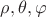 $\rho, \theta, \varphi$