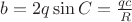 $b=2q\sin C=\frac{qc}{R}$