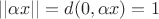 $||\alpha x|| = d(0,\alpha x) = 1$