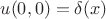 $$u(0,0)=\delta(x) $$