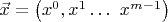 $\vec{x}=\left(x^0,x^1\ldots\\\ x^{m-1}\right)$