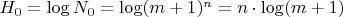 $H_0=\log N_0 = \log (m+1)^n=n\cdot\log (m+1)$