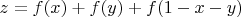 $z=f (x)+f(y)+f(1-x-y)$