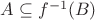 $A\subseteq f^{-1}(B)$