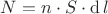 $N=n\cdot S\cdot \operatorname{d}l$ $N=n\cdot S\cdot \operatorname{d}l$