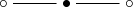 $\xymatrix{
{\circ}\ar@{-}[r] & {\bullet} \ar@{-}[r]&{\circ}  
}$