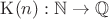 $\mathrm{K}(n): \mathbb { N\to Q}$