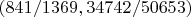 $(841/1369, 34742/50653)$