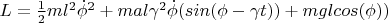 $L =  \frac{1}{2}ml^2  \dot \phi^2  + m al\gamma^2\dot\phi(sin(\phi-\gamma t)) +mg lcos(\phi)) $