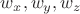 $ w_{x},w_{y},w_{z} $
