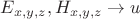 $E_{x,y,z},H_{x,y,z}\to u$