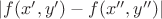 $|f(x',y')-f(x'',y'')|$