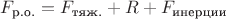 $F_{\text{р.о.}} = F_{\text{тяж.}} + R + F_{\text{инерции}}$