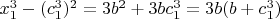 $x_1^3-(c_1^3)^2=3b^2+3bc_1^3=3b(b+c_1^3)$