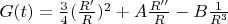 $G(t)=\frac34 (\frac{R'}R)^2 + A \frac{R''}R - B \frac1{R^3} $