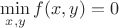 $\min\limits_{x,y}f(x,y)= 0$
