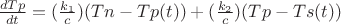 $\frac{dTp}{dt}=(\frac{k_1}{c}) (Tn-Tp(t)) + (\frac{k_2}{c}) (Tp-Ts(t))$