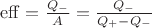 $\mathrm{eff}=\frac{Q_-}{A}=\frac{Q_-}{Q_+-Q_-}$