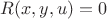 $R(x,y,u)=0$
