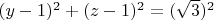 $(y-1)^2 +(z-1)^2=(\sqrt 3)^2$
