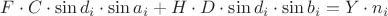 $F\cdot C\cdot\sin d_i\cdot\sin a_i + H\cdot D\cdot\sin d_i\cdot\sin b_i = Y\cdot n_i$