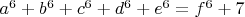 $a^6+b^6+c^6+d^6+e^6 = f^6+7$