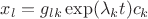 $x_l=g_{lk}\exp(\lambda_k t)c_k$