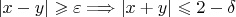 $|x-y|\geqslant \varepsilon \Longrightarrow |x+y|\leqslant 2-\delta$