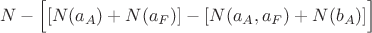$$N-\Big[[N(a_A)+N(a_F)]-[N(a_A,a_F)+N(b_A)]\Big]$$