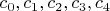 $c_0, c_1, c_2, c_3, c_4$