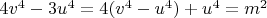 $4v^4-3u^4=4(v^4-u^4)+u^4=m^2$