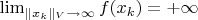 $\lim_{\|x_k\|_V\to \infty}f(x_k)=+\infty$