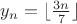 $y_n=\lfloor \frac{3n}{7} \rfloor$