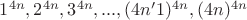 $1^{4n}, 2^{4n}, 3^{4n},. . .,(4n−1)^{4n}, (4n)^{4n}$ $1^{4n}, 2^{4n}, 3^{4n},. . .,(4n−1)^{4n}, (4n)^{4n}$