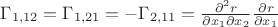 $\Gamma_{1,12} = \Gamma_{1,21} = -\Gamma_{2,11} =  \frac {\partial^2 r} {\partial x_1 \partial x_2} \frac {\partial r} {\partial x_1} $