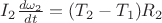 $I_2\frac{d\omega_2}{dt}=(T_2-T_1)R_2$