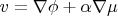 $v=\nabla \phi + \alpha \nabla \mu$