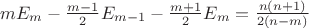 $m E_m - \frac{m-1}{2} E_{m-1} - \frac{m+1}{2}E_m = \frac{n(n+1)}{2(n-m)}$