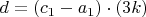 $d=(c_1-a_1) \cdot(3k)$