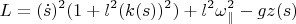 $$L = (\dot{s})^2 (1+ l^2 (k(s))^2) + l^2 \omega_\parallel^2 - g z(s)$$