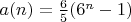 $a(n)=\frac65 (6^n-1)$