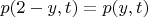 $p(2-y,t)=p(y,t)$