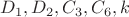 $D_1,D_2,C_3,C_6 ,k