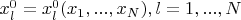 $x_l^0=x_l^0(x_1,...,x_N),l=1,...,N$